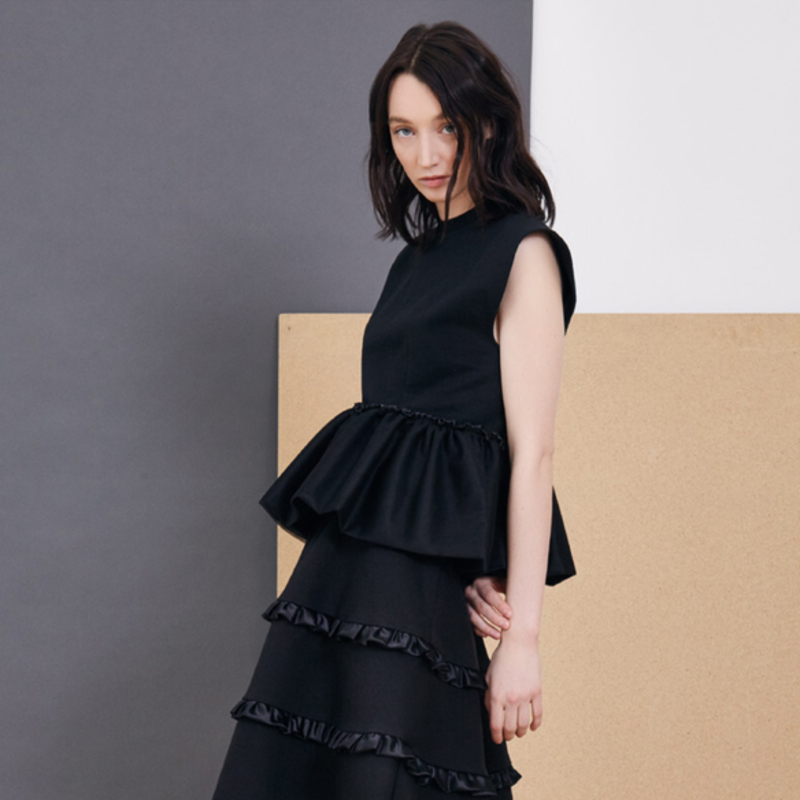 Harvey Faircloth Sleeveless Peplum Tee - Black