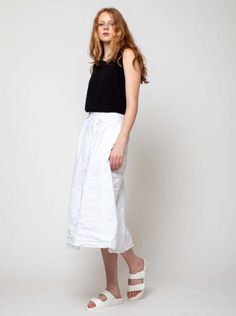 Aequamente Cotton Crinkled Skirt - White