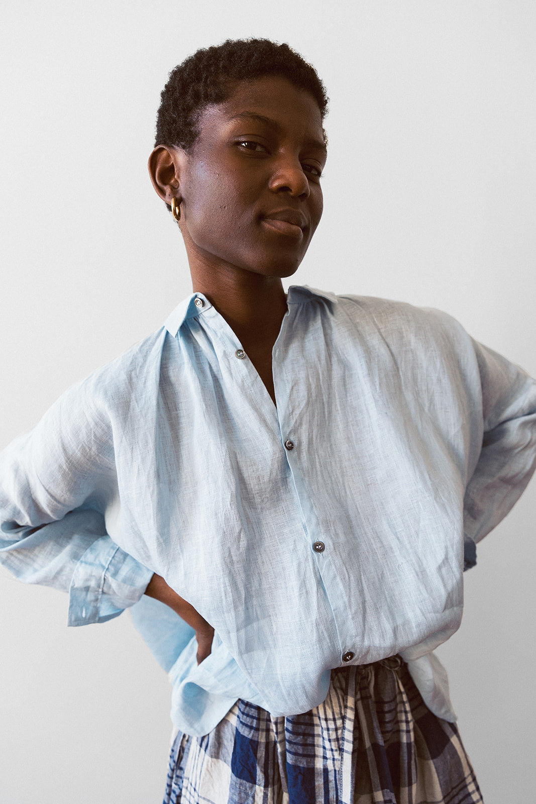 ICHI Antiquites Chain Stitch Linen Blouse Brown Embroidered Shirt 