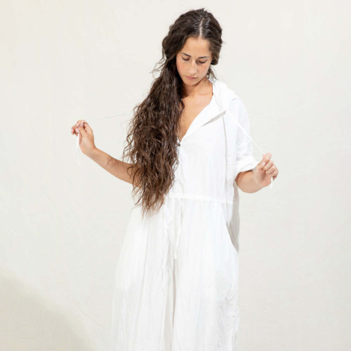 Album Di Famiglia Woman Hooded Jumpsuit - Milk White | Garmentory