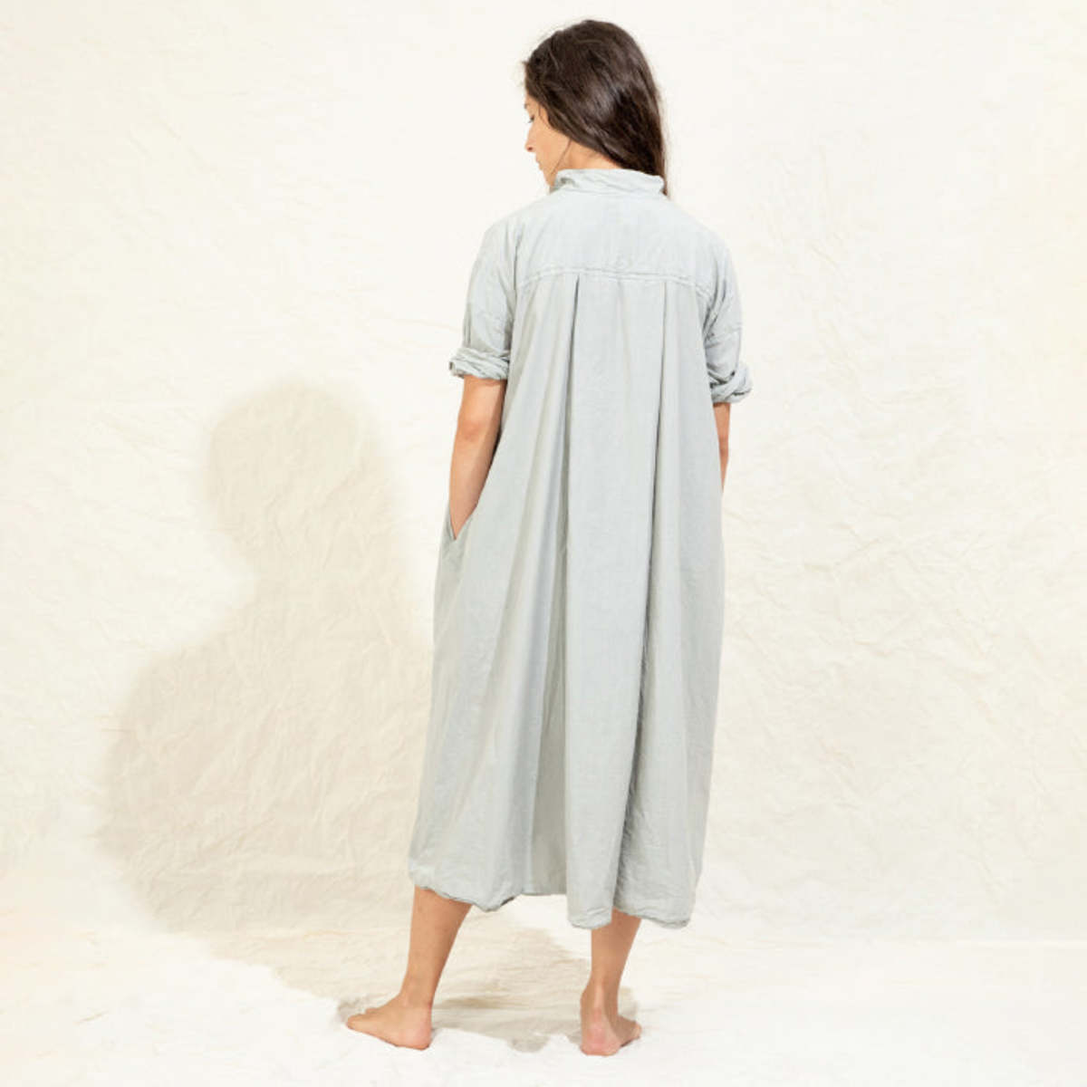 Album Di Famiglia Woman Tailored Collar Dress - Stone Grey 