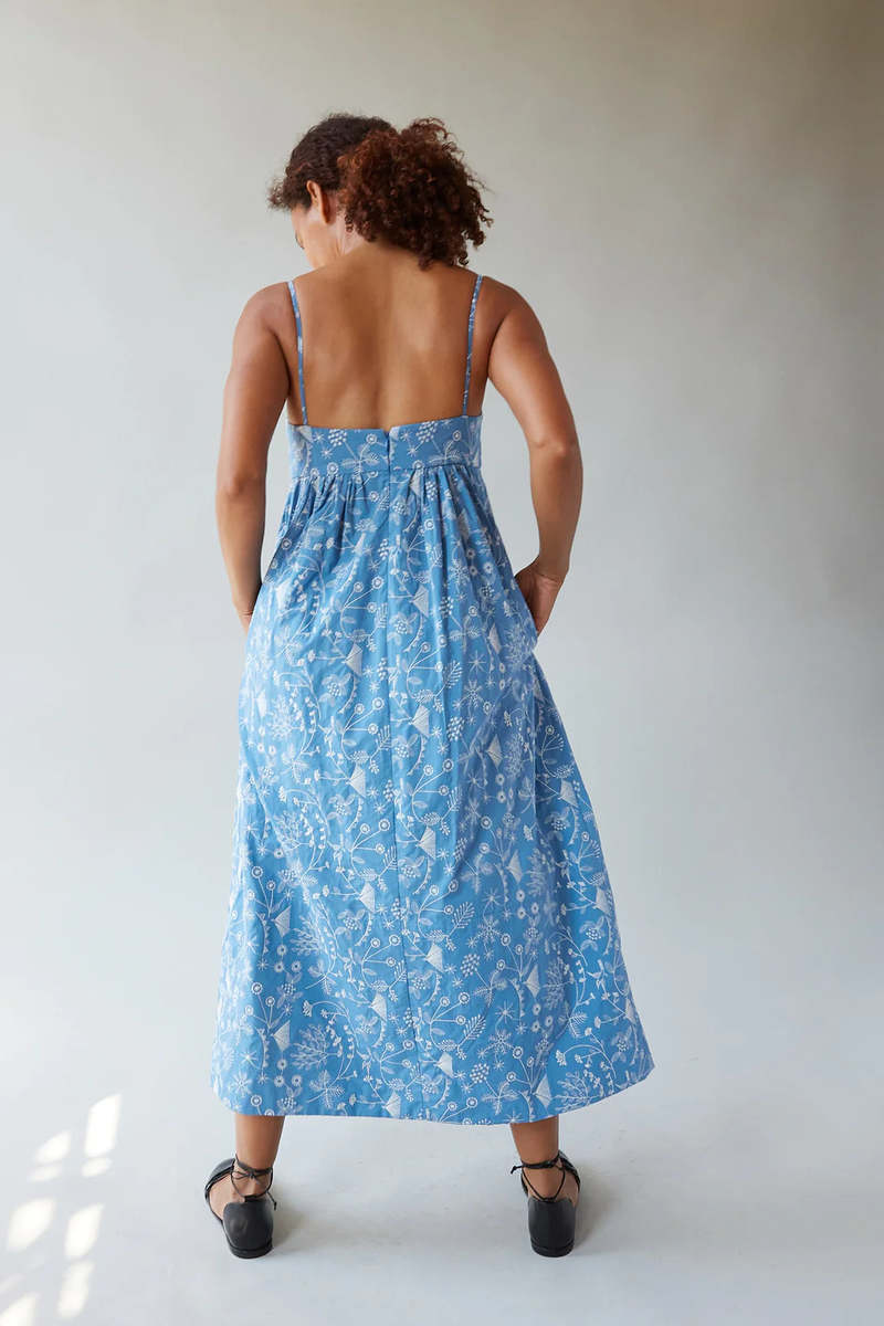 Caron Callahan Sabina Dress - Sky Meadow Embroidery Caron Callahan Sabina Dress - Sky Meadow Embroidery