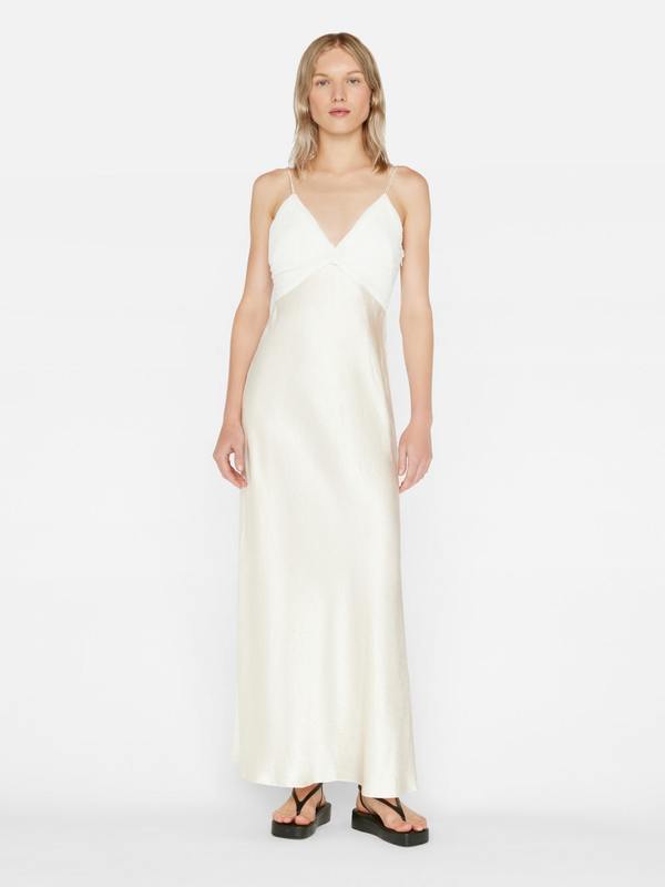 FRAME Denim Pleated Cami Dress White Garmentory