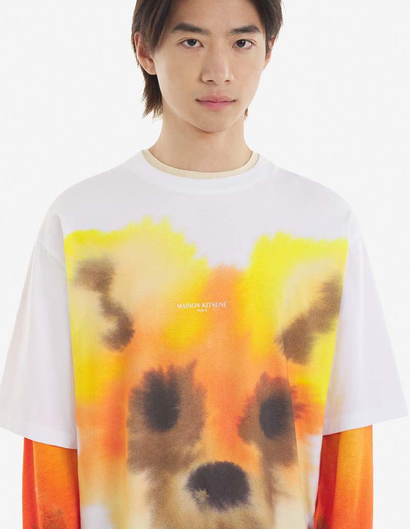 即配★MAISON KITSUNE TEE SHIRT MK x ROP VAN MIERLO FOX EASY Maison Kitsuné Mk X Rop Van Mierlo Fox Classic Tee In White