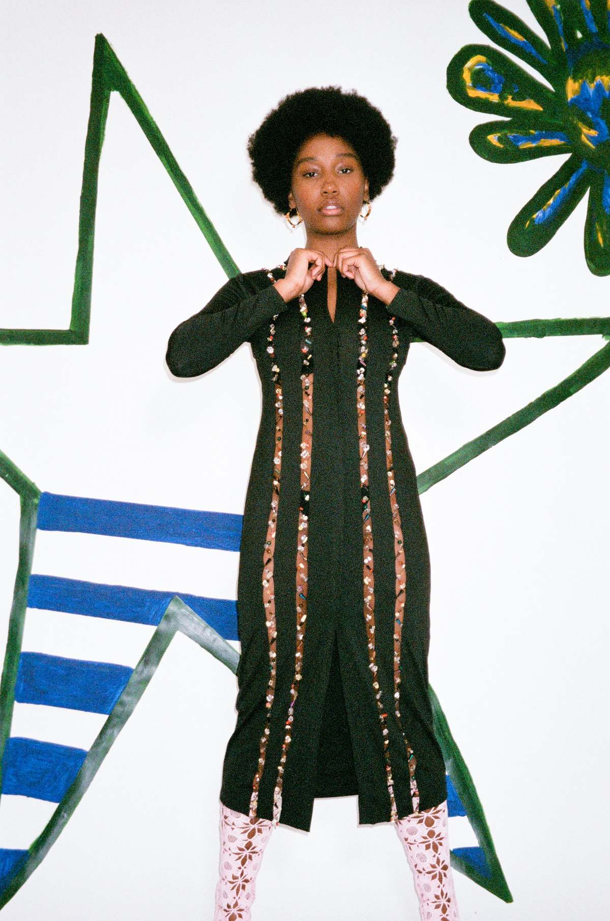 beaded shirt dress Elegant Beaded Shirt Dress – Godshandfashion