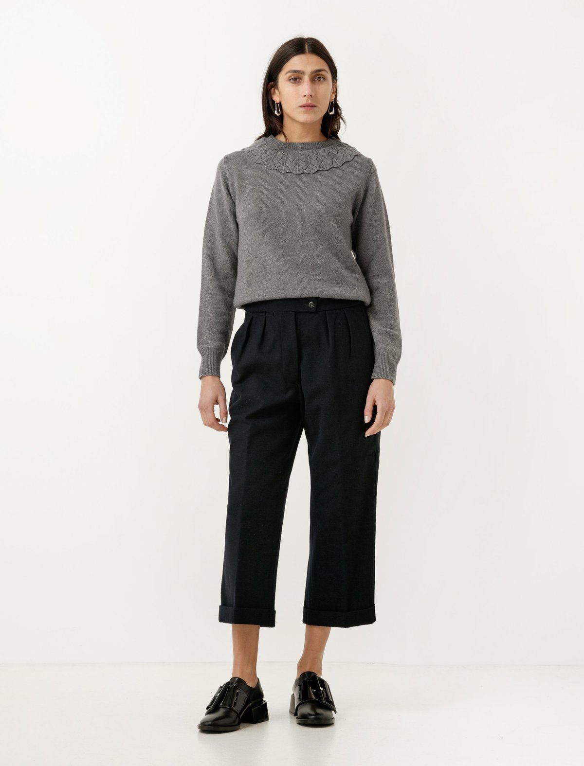 MHL by Margaret Howell Wool Cotton Drill Uniform Trousers - Navy - Image 2 of 4