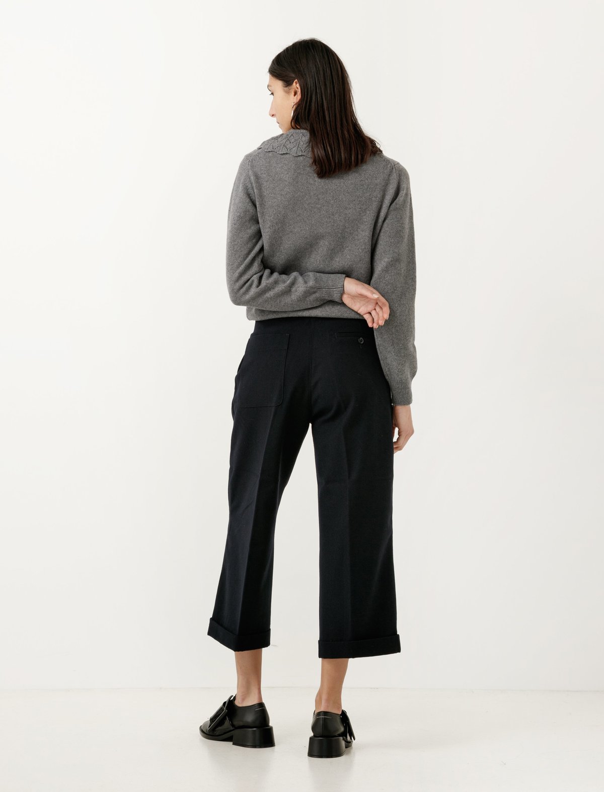 MHL by Margaret Howell Wool Cotton Drill Uniform Trousers - Navy - Image 3 of 4