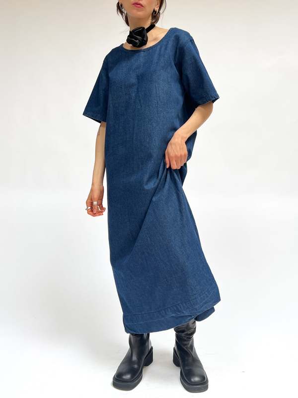 green emerald velvet dress Beau Blue Light Wash High Waist Loose Fit Denim Mini Dress Beau Blue / L / 82%Cotton+10%Polyester+8%Viscose main image 1