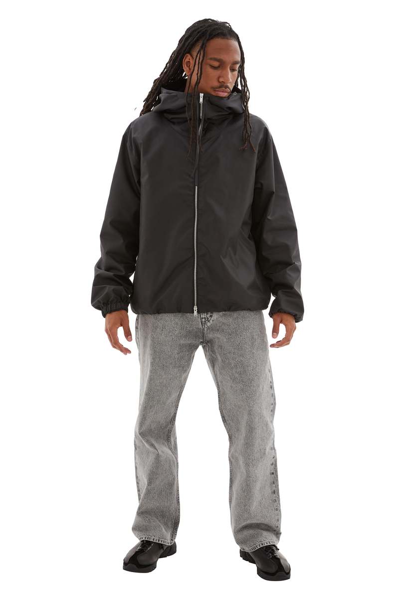 Jil Sander Hooded Zip Up Nylon Jacket - Black | Garmentory