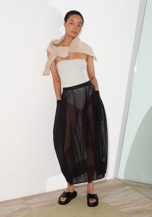 tibi starch cotton organza dress Tibi Starch Cotton Organza Lantern Skirt - Black