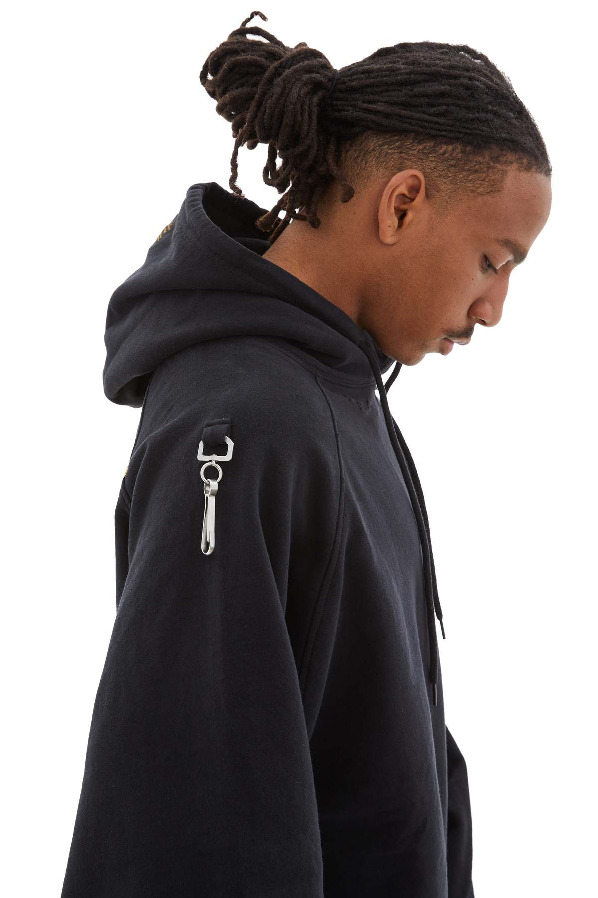 RAF SIMONS Washed Big Fit Hoodie w/Clasps And Patch - Black 