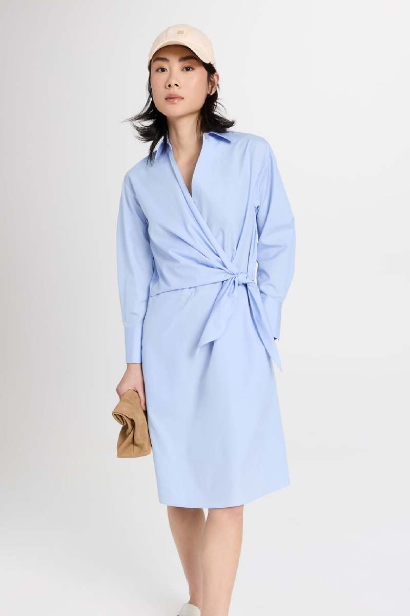 Vince L/S Wrap Shirt Dress - Kyanite | Garmentory Vince L/S Wrap Shirt Dress - Kyanite | Garmentory