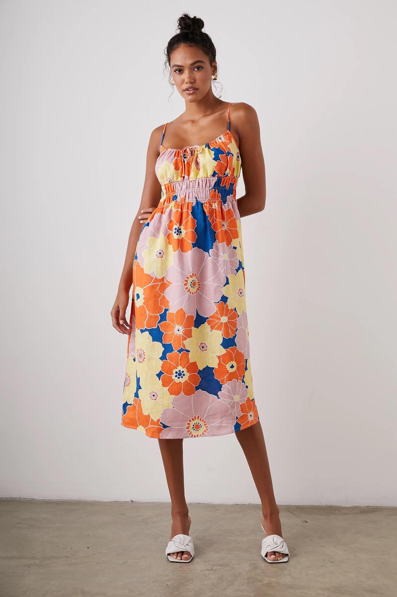 knee length dresses for ladies Octavia Dress 2 / Fauna Floral Navy