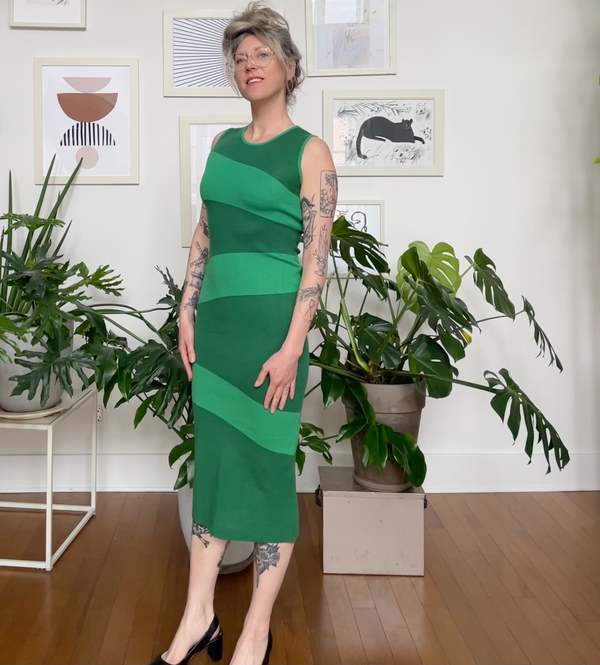 Hilary MacMillan Swirl Midi Dress - Green | Garmentory