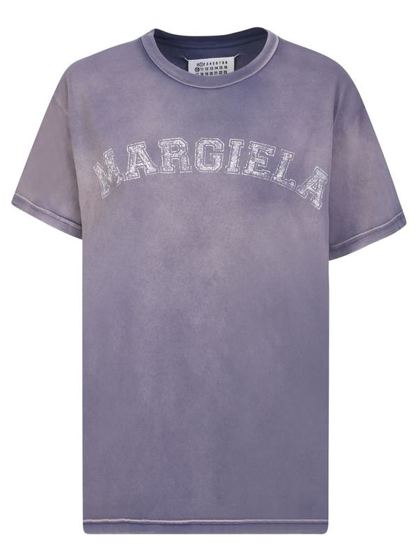 MAISON MARGIELA T-SHIRT WITH COLLEGE LOGO AND FADED EFFECT BY