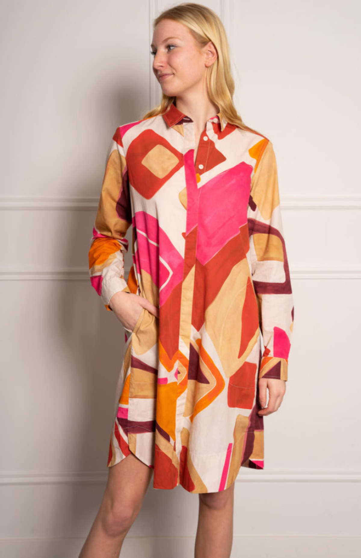 0039 Italy Gracia Shirt Dress - Abstract Print | Garmentory