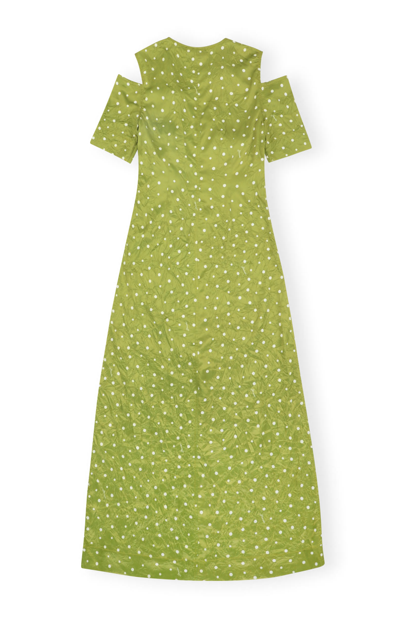 ganni green crinkle dress KissProm