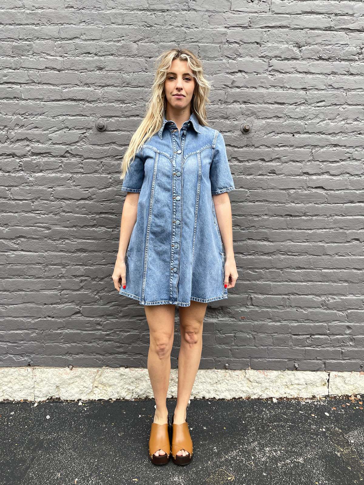 【セール】国内入荷済み♪Ganni Washed Denim シャツワンピ セール】国内入荷済み♪Ganni Washed Denim シャツワンピ