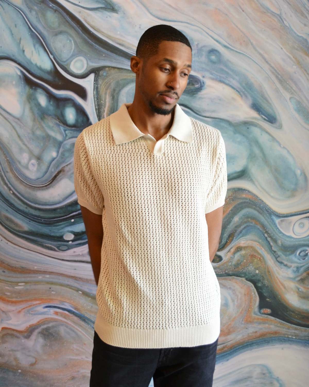 Knickerbocker Mens Cotton Yuma Polo Natural Garmentory