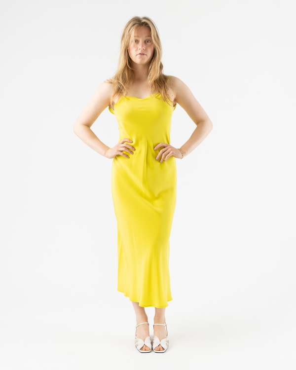 Kamperett Silk Midi Dress in Chartreuse | Garmentory