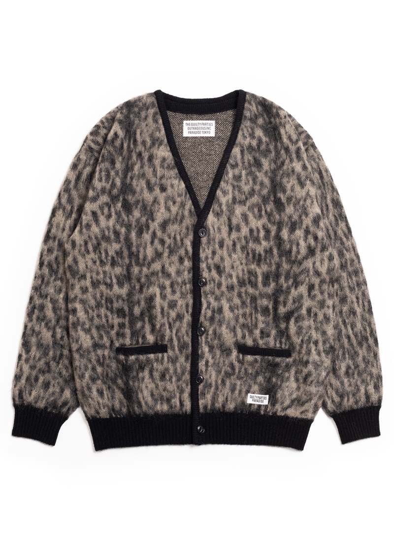 WACKO MARIA GUILTY PARTIES LEOPARD MOHAIR CARDIGAN - GRAY | Garmentory