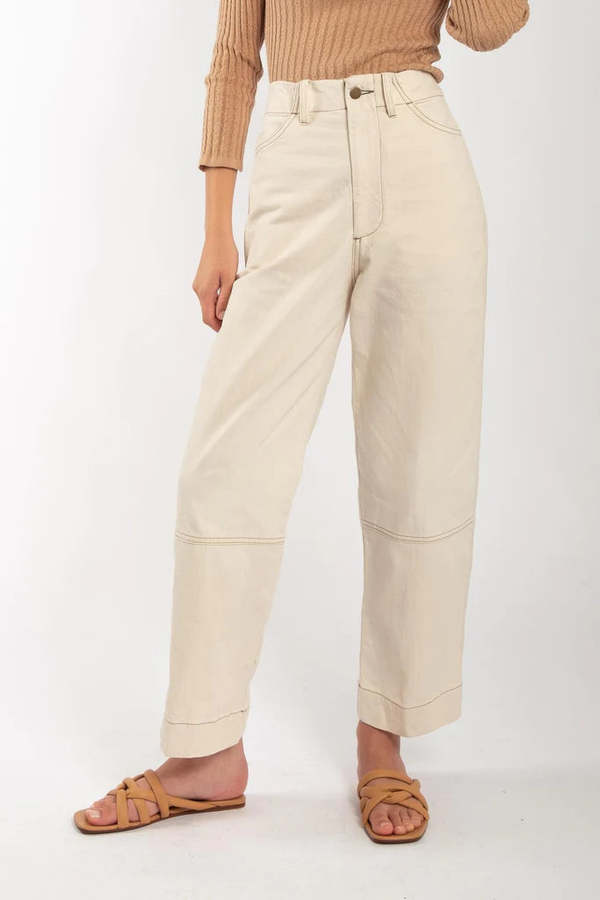 Micaela Greg Seamed Jean - Cream/Contrast Stitching