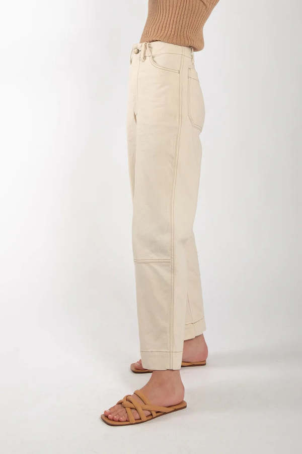 Micaela Greg Seamed Jean - Cream/Contrast Stitching