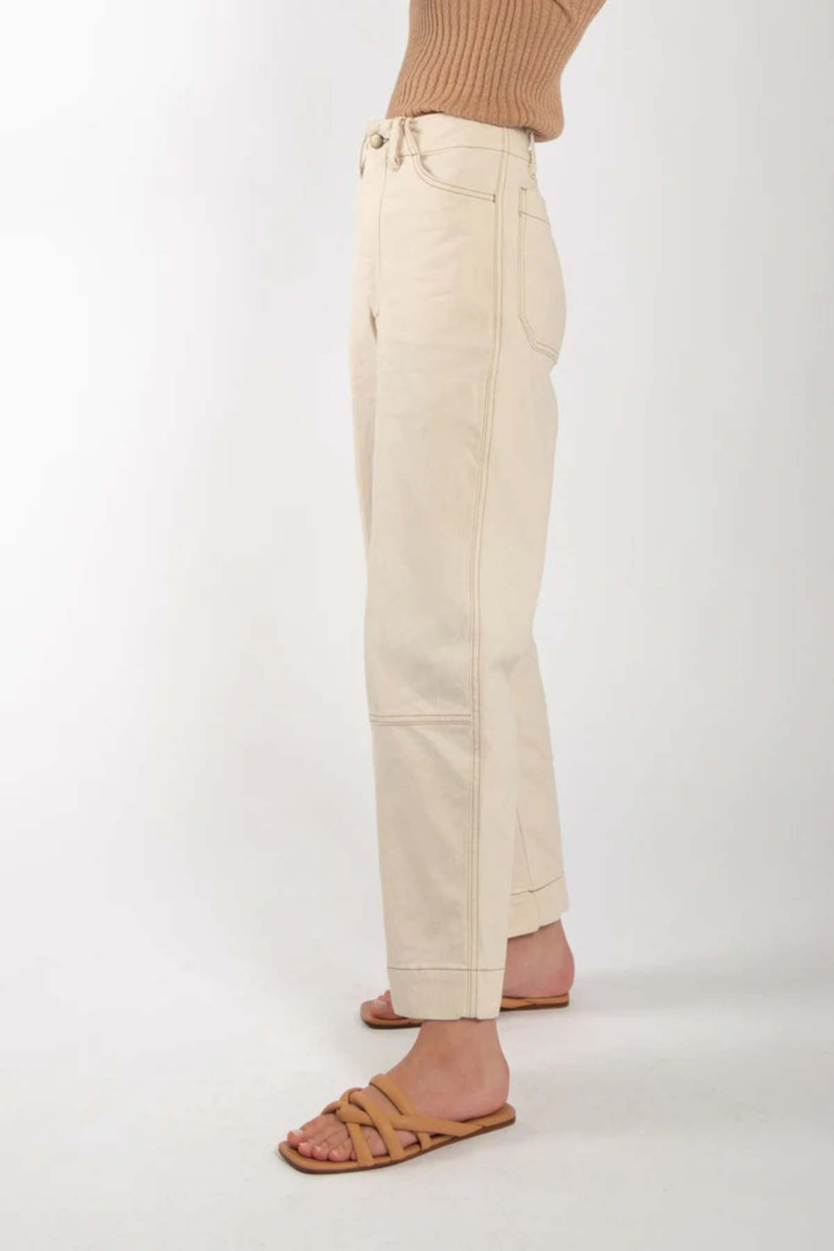 Micaela Greg Seamed Jean - Cream/Contrast Stitching - Image 3 of 3