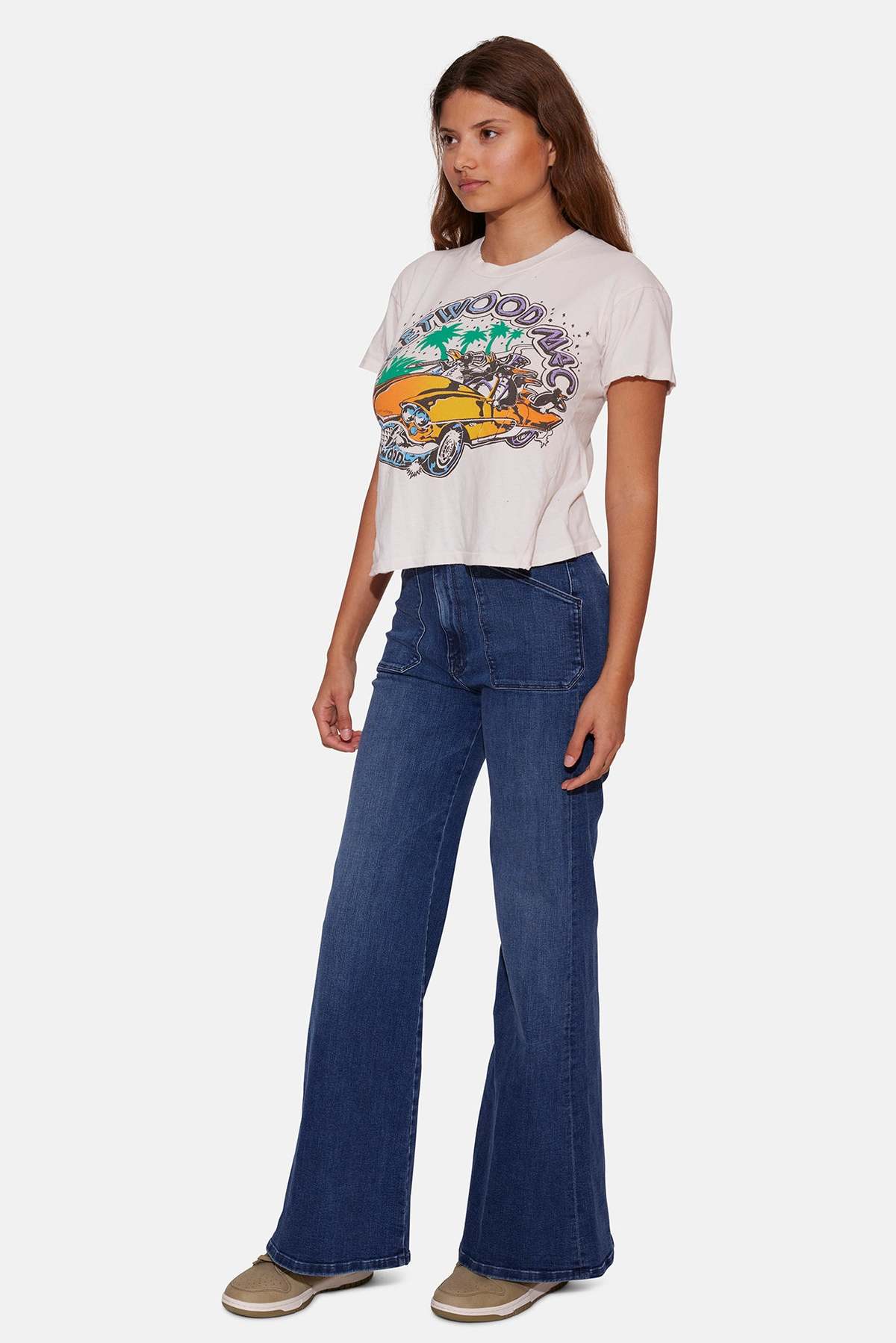 MadeWorn Fleetwood Mac Penguin Summer Crop Tee - Vintage White - Image 2 of 4