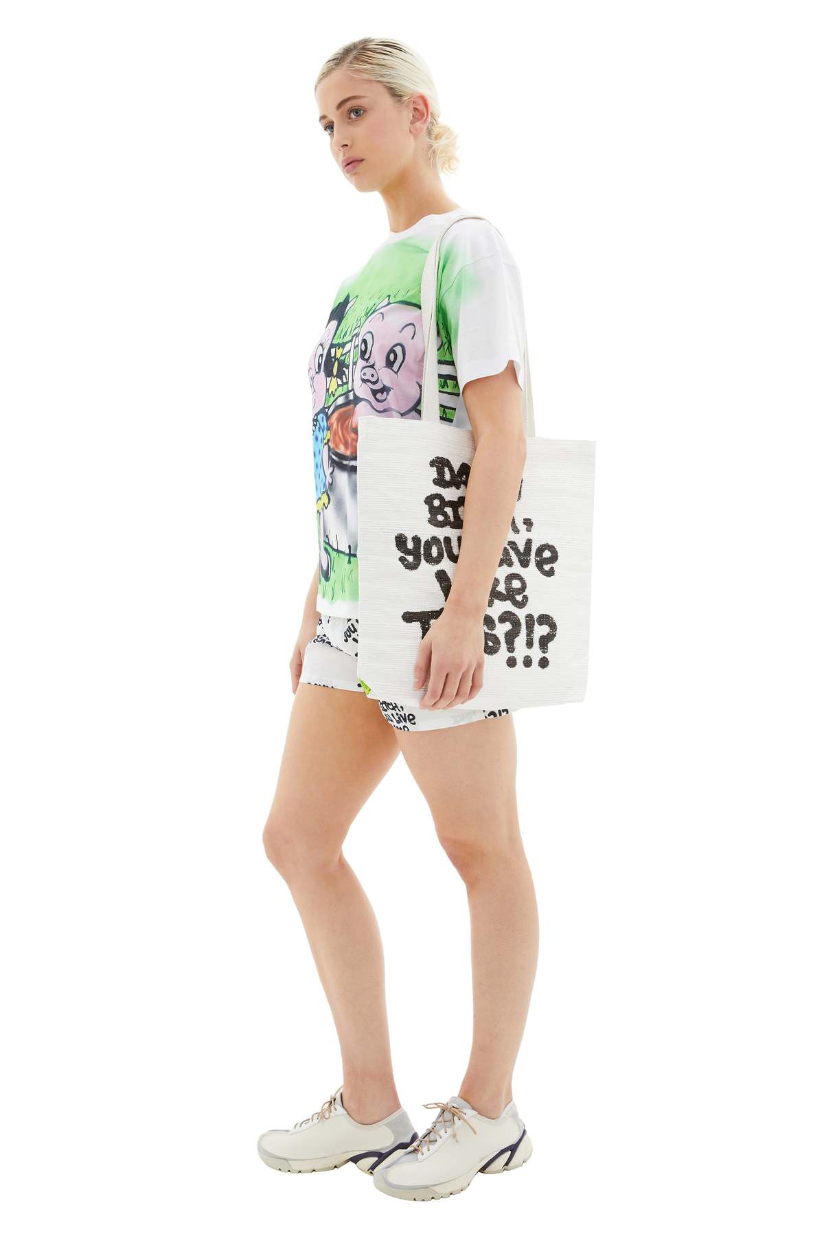 SKY HIGH FARM WORKWEAR Ally Bo Printed T-shirt - White | Garmentory