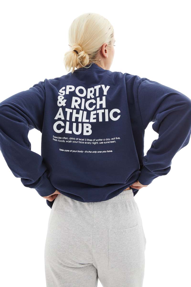 Exercise Often Crewneck - Navy/White – Sporty & Rich