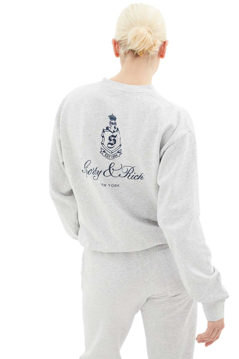 Sporty & Rich Vendome Crewneck - Heather Grey/Navy | Garmentory