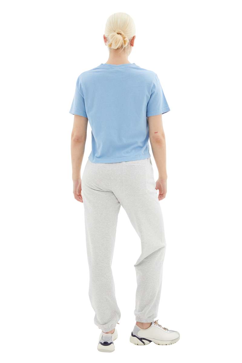 Sporty & Rich Vendome Cropped T-Shirt - Sky Blue/White