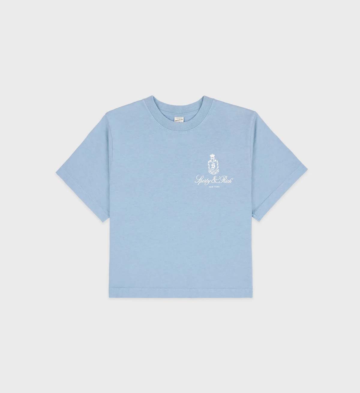 Tシャツ・カットソー Sporty & Rich Women's Vendome Crop T-shirt Blue TS832SK Sporty & Rich Vendome Cropped T-Shirt - Sky Blue/White