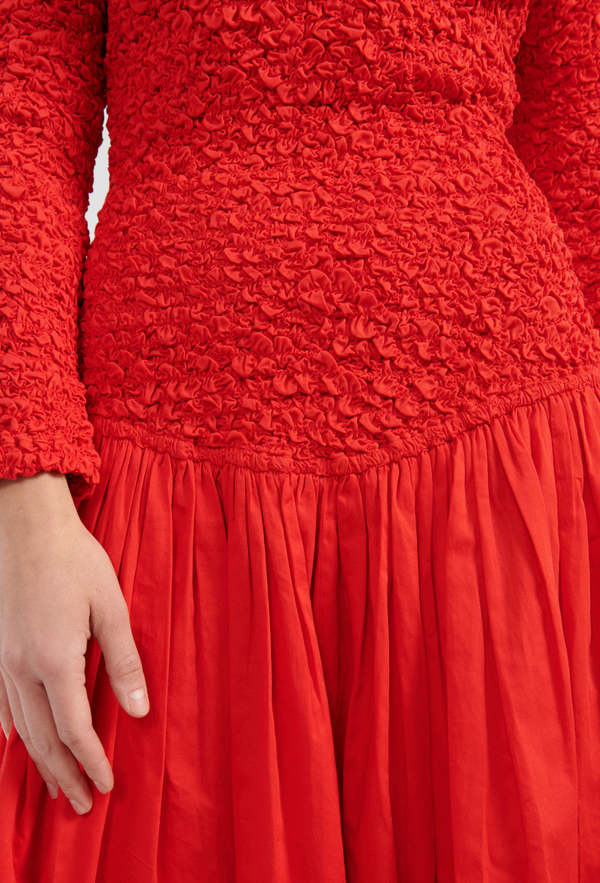 mara hoffman red drop waist dress Mara Hoffman Mereba Dress