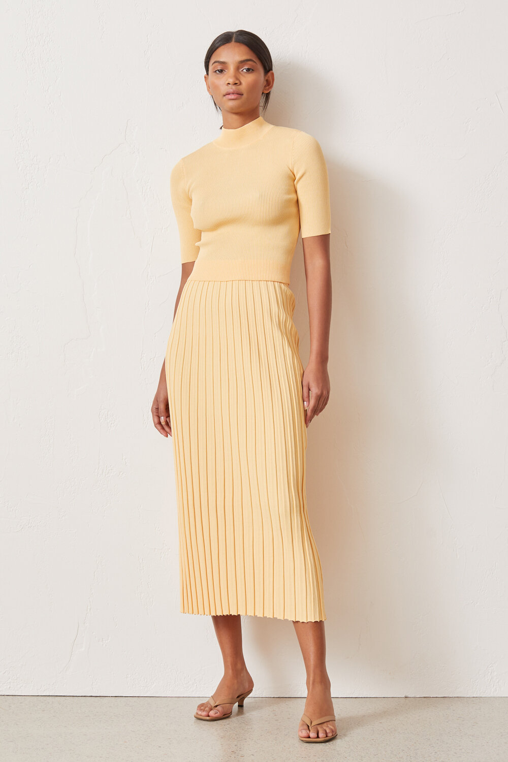 Bec + Bridge Citrus Club Knit Midi Skirt - Melon | Garmentory