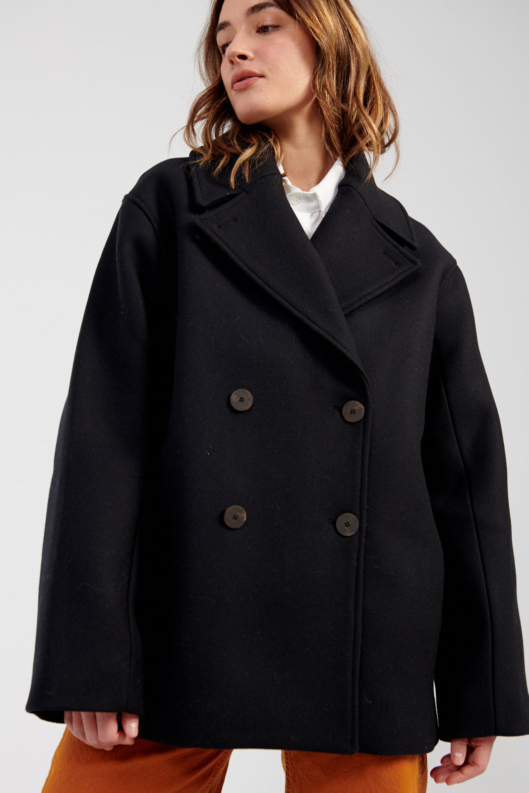 Loren Coat - Navy and Black Mini Houndstooth Wool