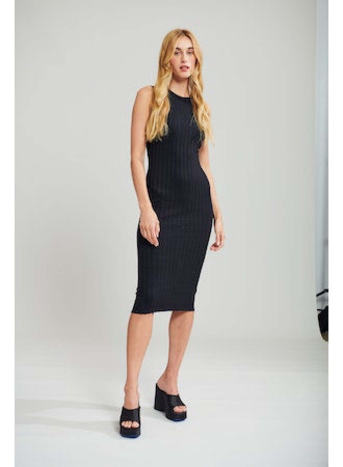 John & Jenn Ken Ribbed Knit Dress - Caviar