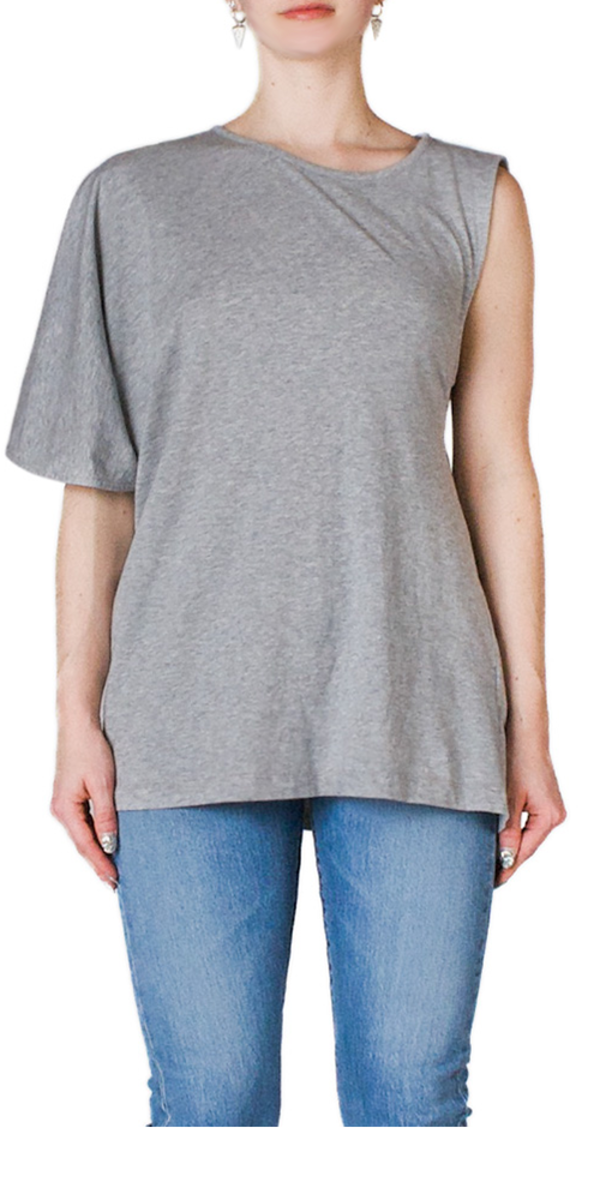 MM6 Maison Margiela Asymmetric T-Shirt - grey | Garmentory