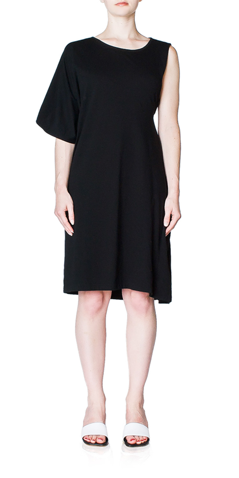 asymmetric t-shirt dress MM6 Maison Margiela Girls Asymmetric T-Shirt Dress in Black