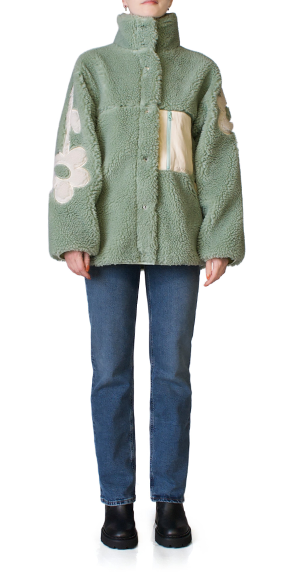 Sandy Liang Delphine Fleece Jacket Pistachio Garmentory