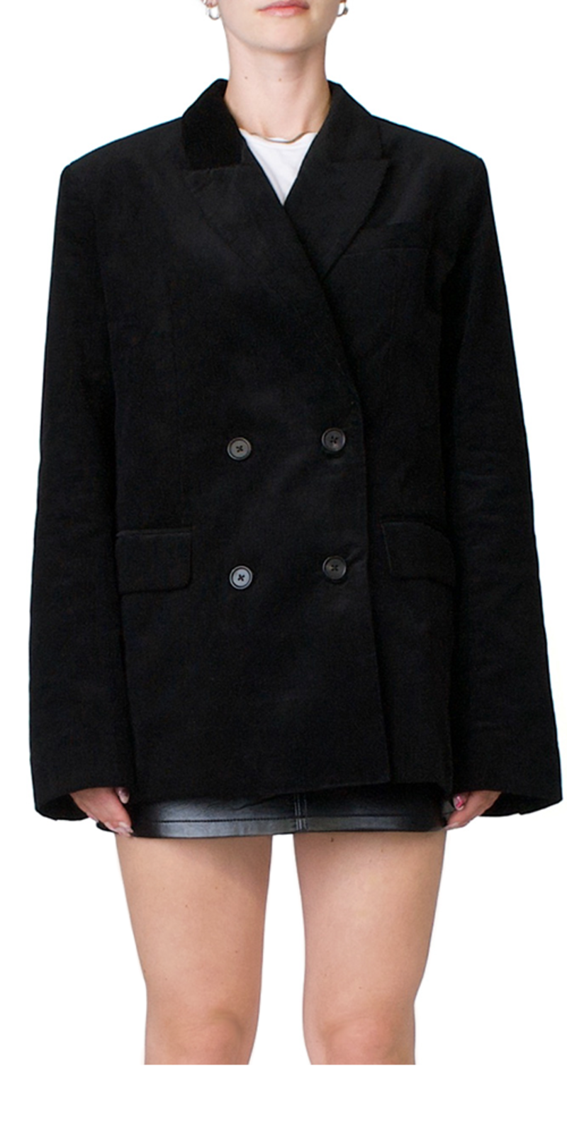 6397 Corduroy Double Breasted Blazer - Black | Garmentory