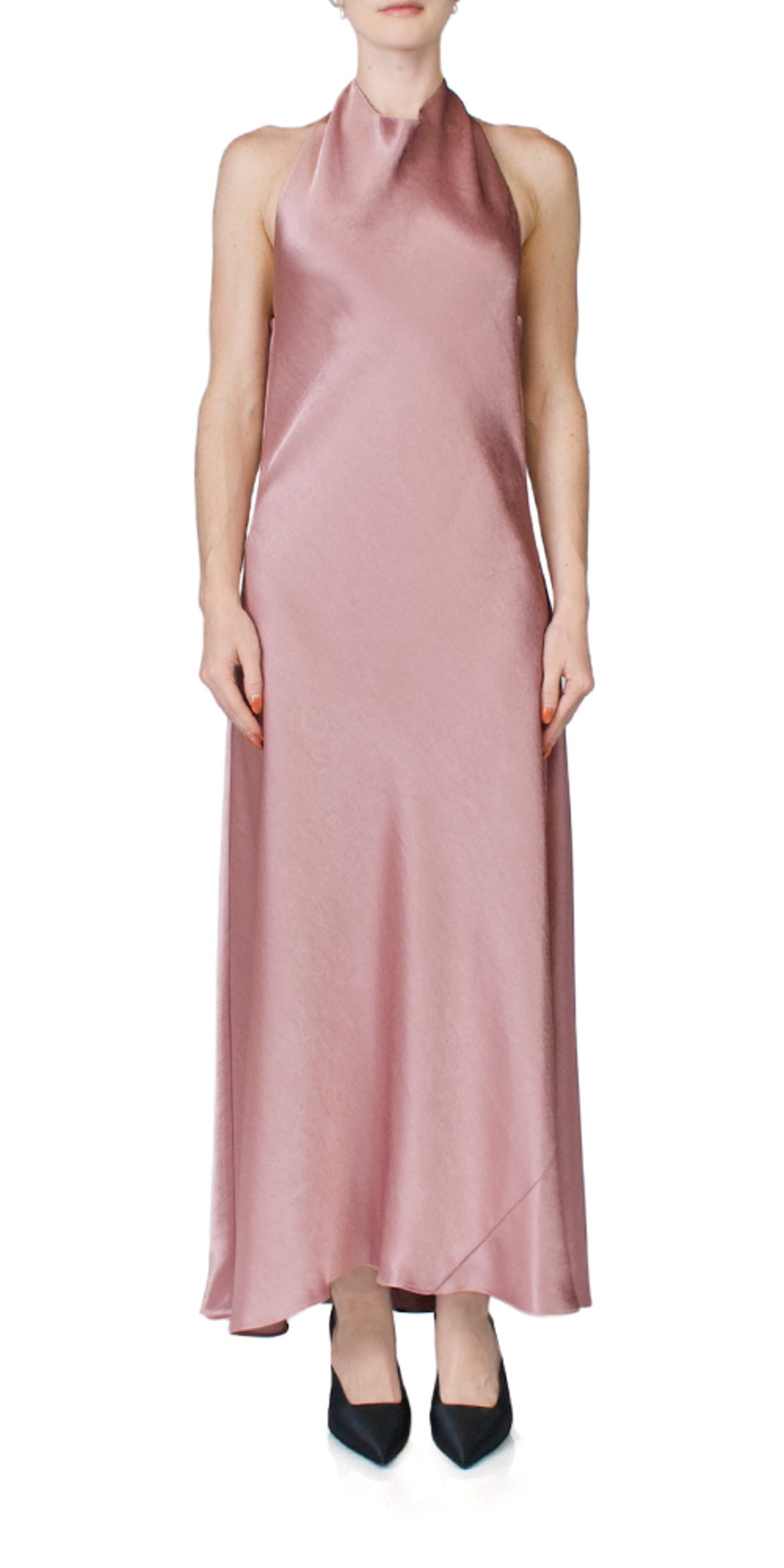 VINCE Draped Cowl Neck Halter Dress - Petal Quartz | Garmentory