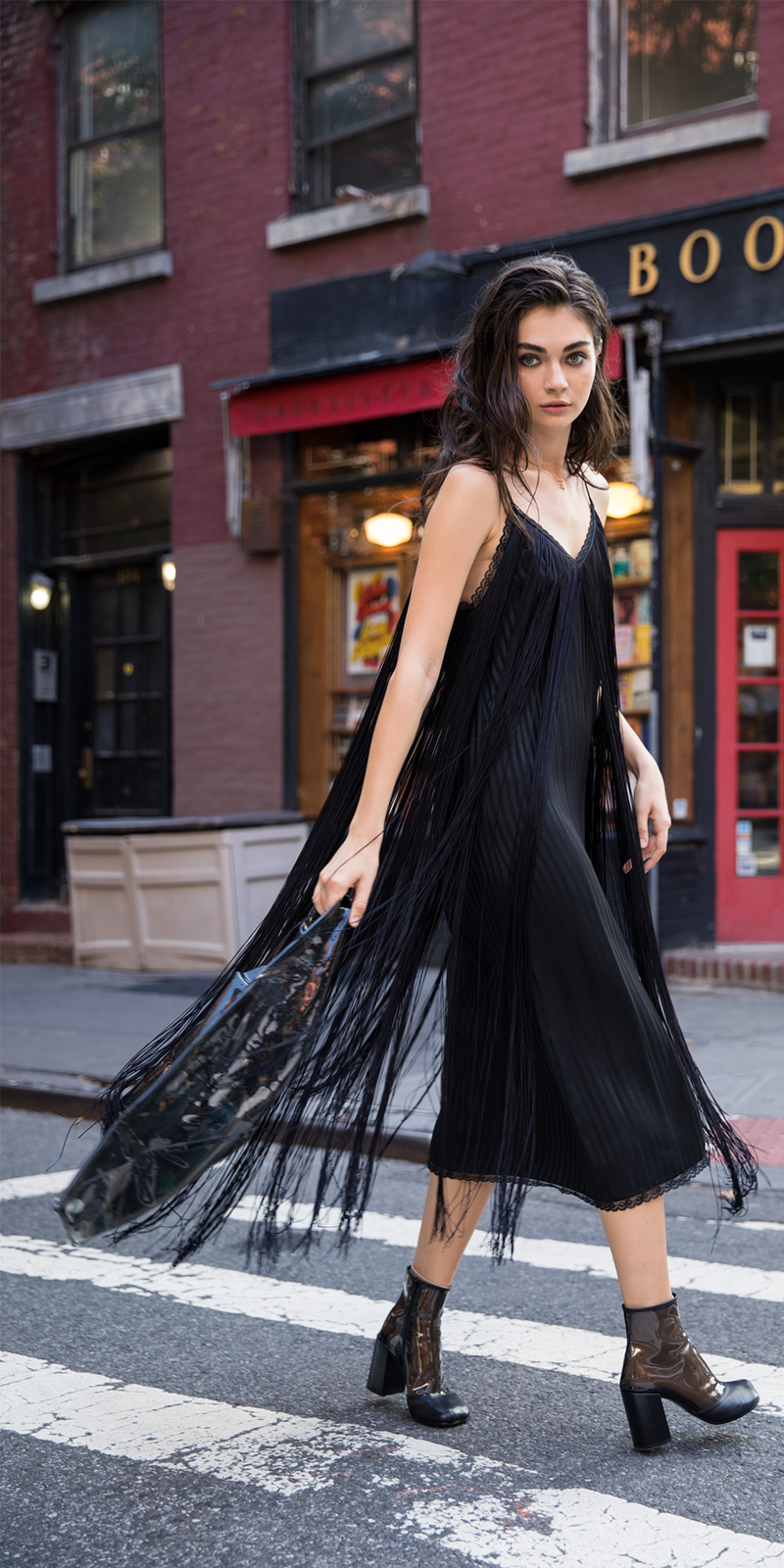 MM6 Maison Margiela Fringed Slip Dress - black | Garmentory