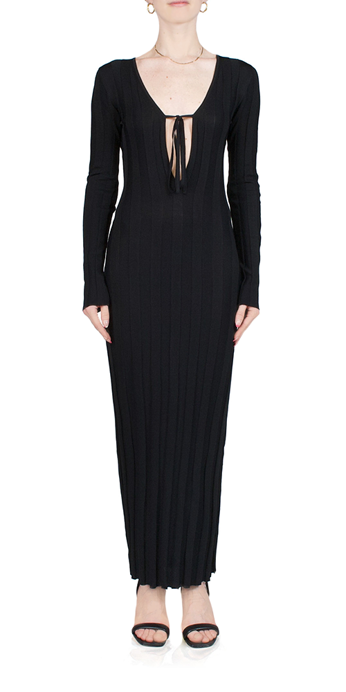 Third Form Liaison Knit Keyhole Maxi Dress - Black | Garmentory