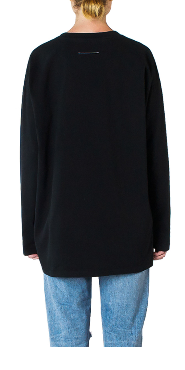MM6 Maison Margiela Oversized Printed Long Sleeve Tee - black