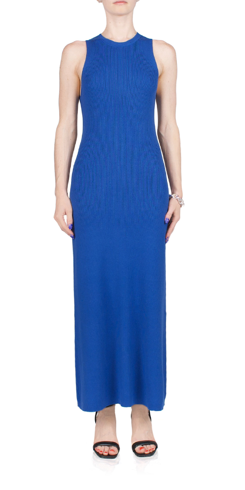 strapless open back dress One Shoulder Asymmetrical Ribbed Maxi Dress main image 1