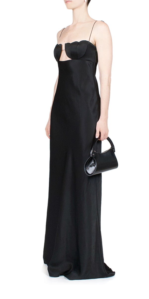 Anna October Tulip Satin Maxi Dress - Black | Garmentory