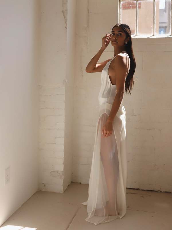 Vintage Victoria's Secret Silk Sheer Maxi Dress Ivory Garmentory