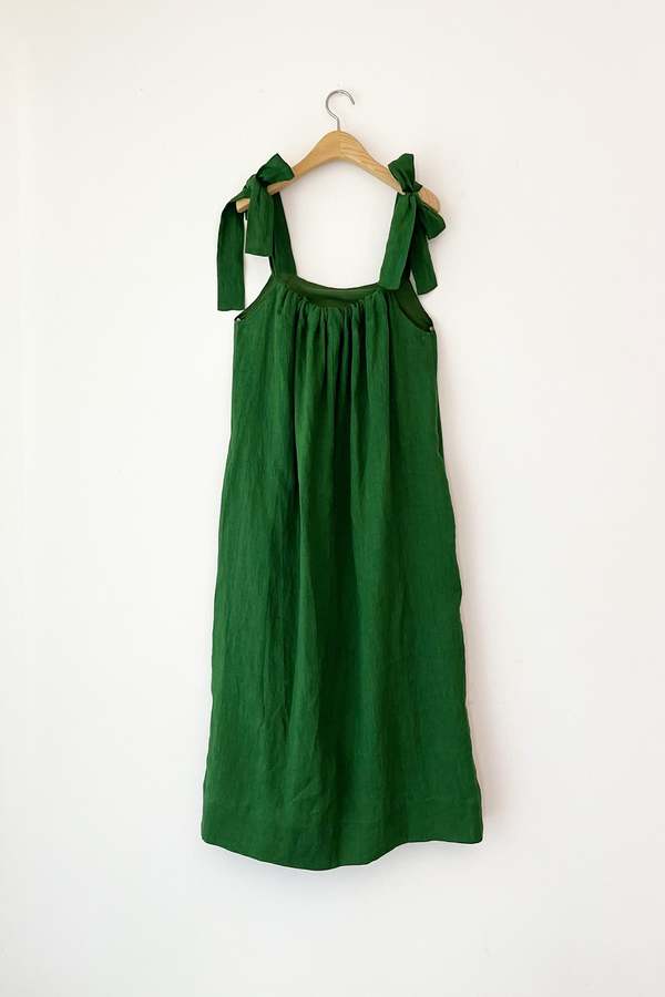 country road green linen dress Abigail Poplin Maxi Skirt-Green, Daisy Cascade main image 1